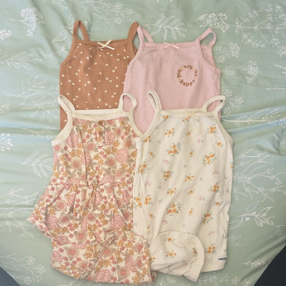 Gerber Pink, Cream, and Brown Bodysuits Set
